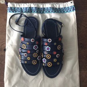 Tory Burch marguerite floral appliqué sandals